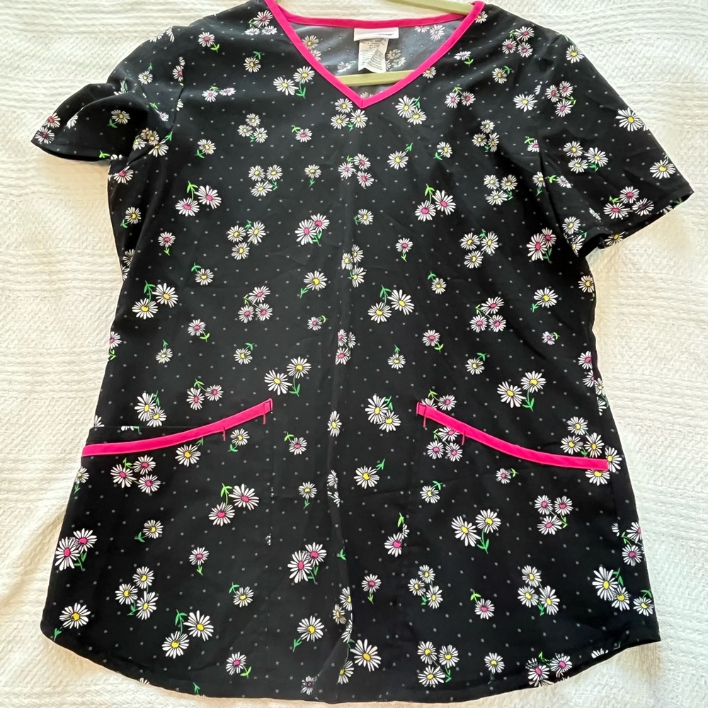 Scrubstar Black and Pink Scrub Top